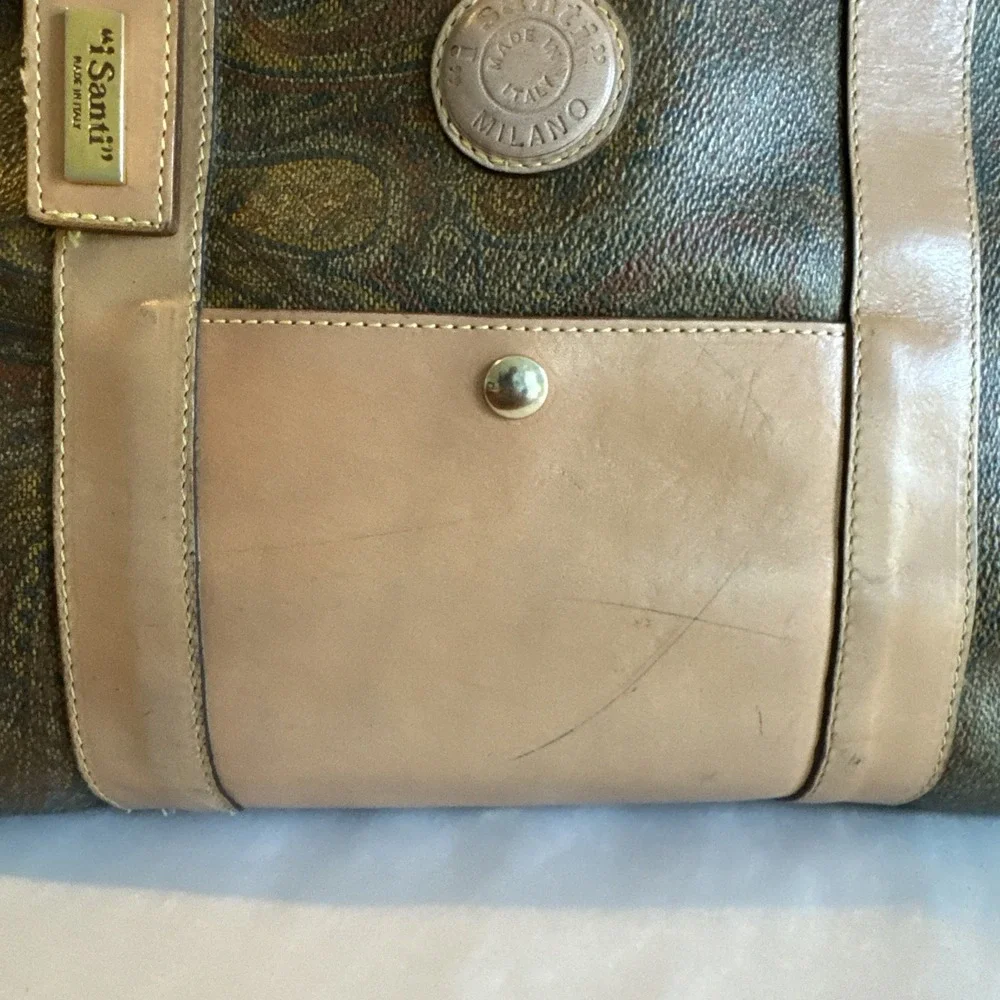 I Santi Milano Paisley Vintage Leather Purse Bag Inc COA Appraisal made in Italy